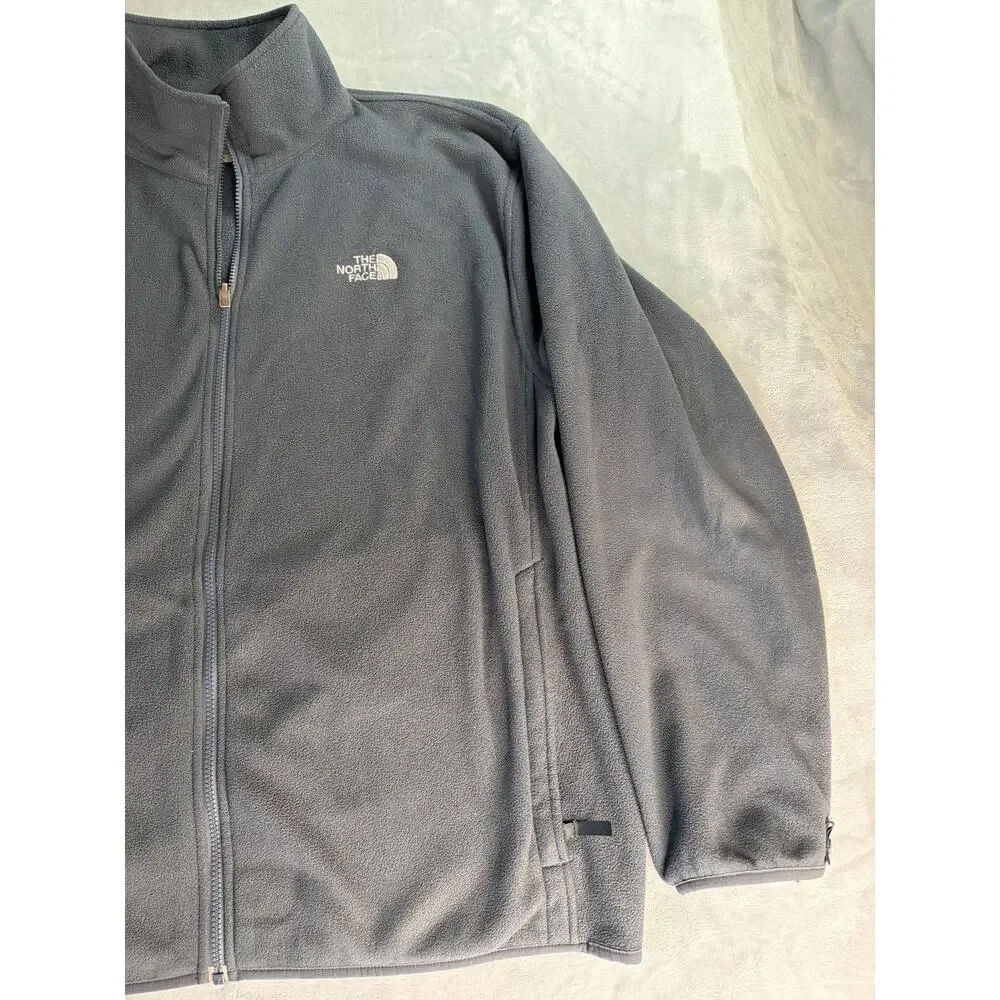The North Face Jacket Mens XXL Grey Grid Fleece Full Zip Smoked Pearl